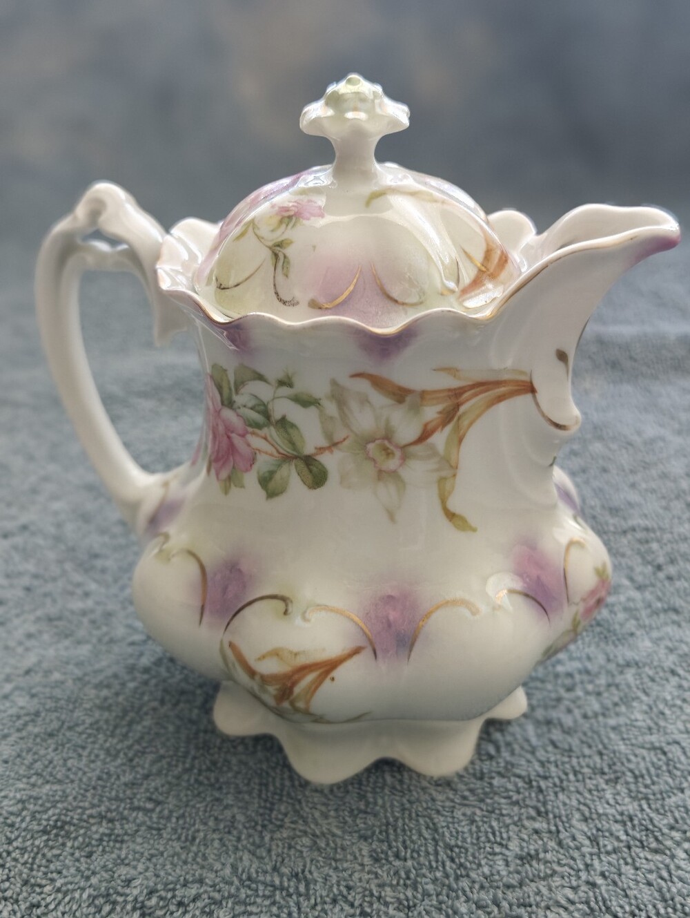 Vtg Antique MZ Austria Moritz Zdekauer Solo Chocolate Pot Floral   10 oz. 1900s